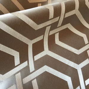 Jacquard decorative fabric – 170 x 140 cm, beige/white geometric pattern