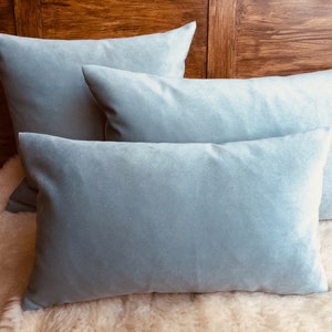 Velvet decorative cushion cover ice blue - noble and elegant, high-quality designer fabric, Cover pillow