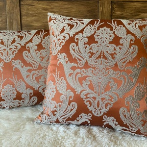 edle Jacquard Royal terracotta/beige Kissenhülle edel und elegant gewebte klassische Ornamente luxery Cover pillow, Dekokissenhülle Bild 2