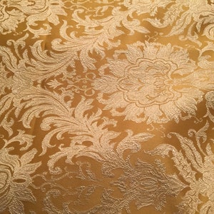 Jacquard gold/beige 220 x 145 cm, high-quality woven decorative fabric with classical ornaments, baroque, classicism (color 22)