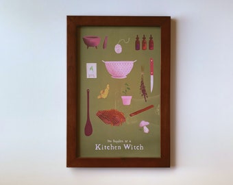 11 x 17 Art Print - The Supplies of a Kitchen Witch - Witchy Wall Decor