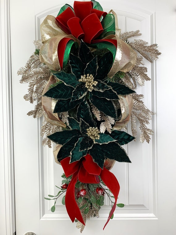 Christmas Swag for Door Gold Christmas Swag Elegant Swag Etsy