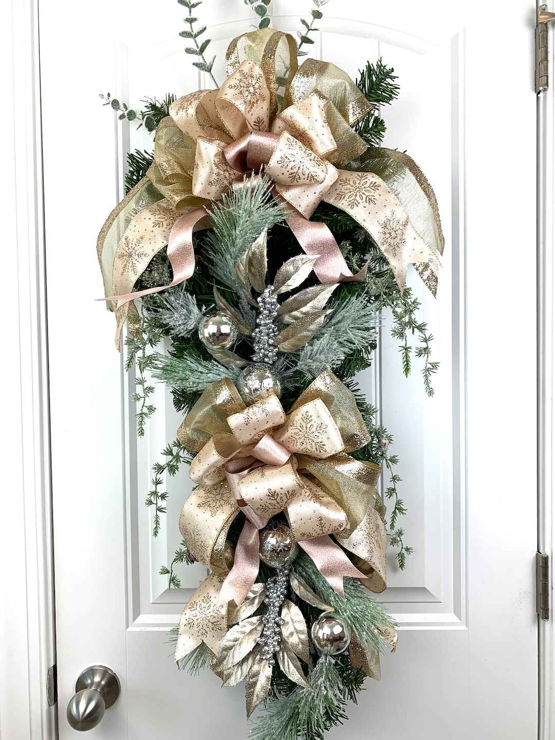 Holiday Door Swag Winter Door Swag Christmas Door Swag Etsy