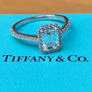 Tiffany & Co. 1.27tcw Emerald Cut Diamond Soleste Engagement Ring Cert/Papers/Box