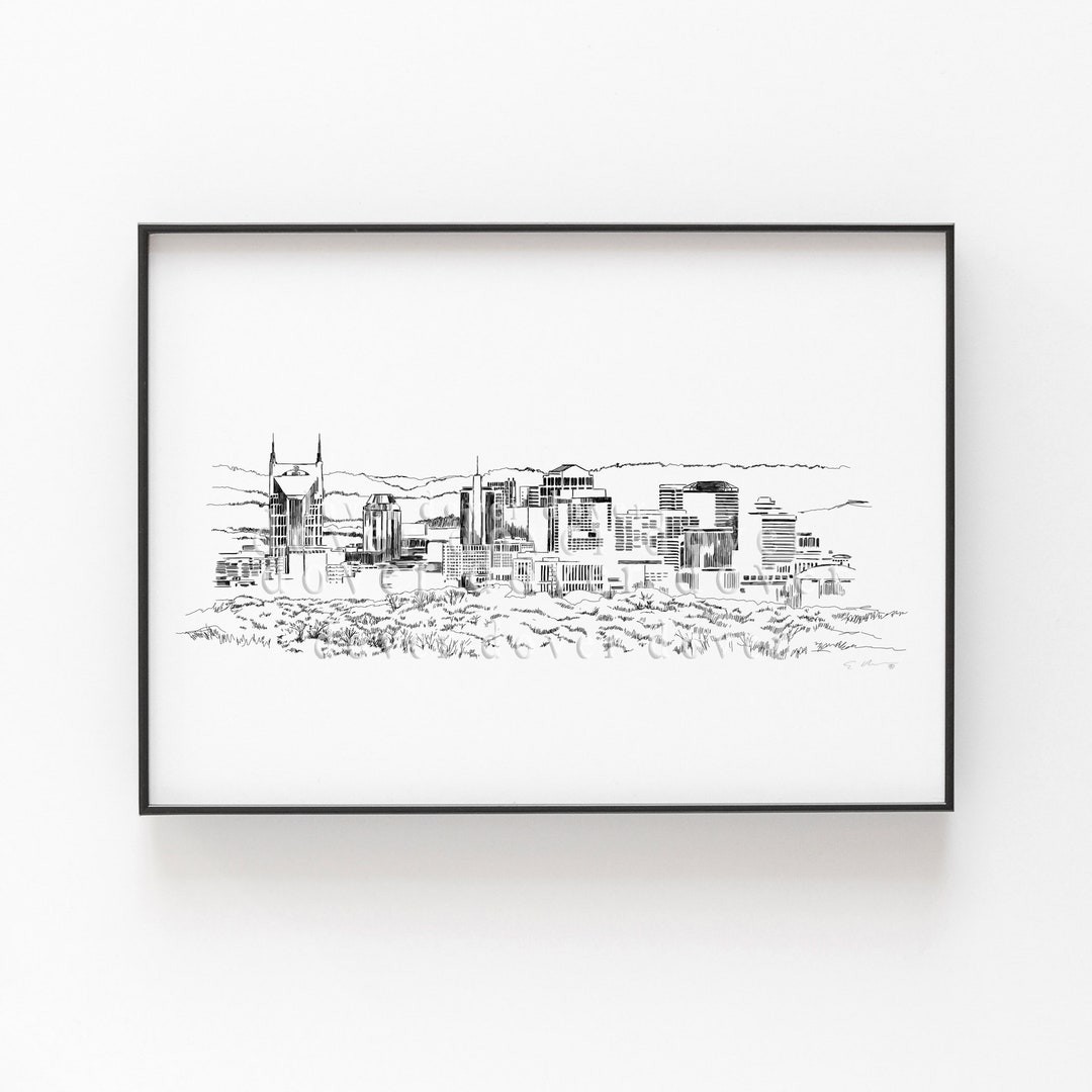 Nashville Fine Art Print, Tennessee, Tn, Skyline, Art, Christmas Gift