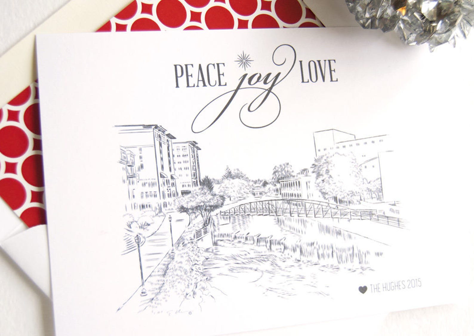 Greenville Skyline Christmas Cards, South Carolina, Holiday Cards, Xmas