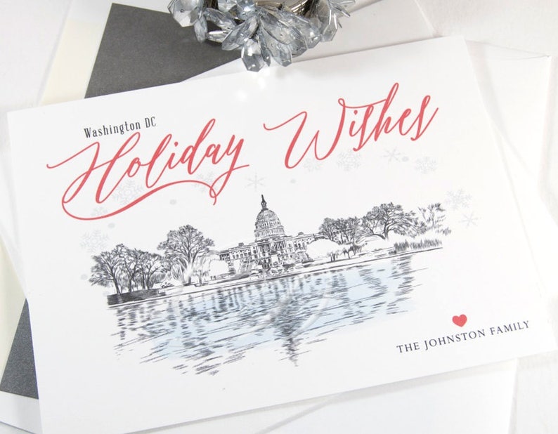 Washington DC Capital Hill Skyline Christmas Cards Holiday Etsy