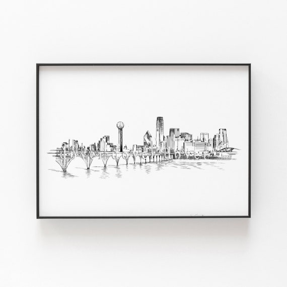 Stampa Su Tela Dallas Skyline - Quadro Moderno 45x30 Cm, Pronto Da Appendere - 4