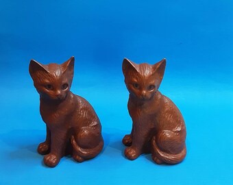 Hand carved Cats - two