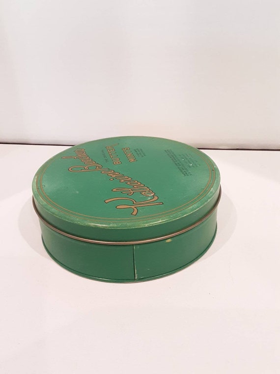 Vintage Katharine Beecher Butter Mints Round Metal Food Storage Tin Container Box