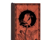 Refillable Book Gardening Art Nuveau Writing Journal Handmade Book Wood Vegan Leather Book Flowers Stained Glass Rose
