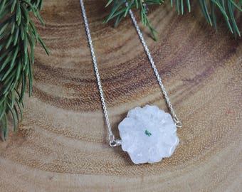 Stalactite Sterling Silver Pendant, Stalagmite, Bar Necklace, Natural, Necklace, Teardrop, Quartz Necklace, Wire Wrap, Ready to Ship
