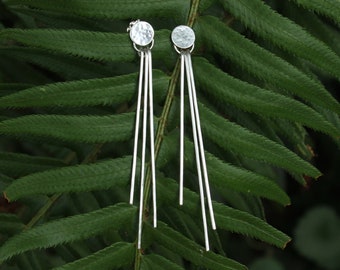 Lunar Earrings, Full Moon Earrings, Sterling Silver, Dangle, Studs, Hammered Silver, Ready to Ship