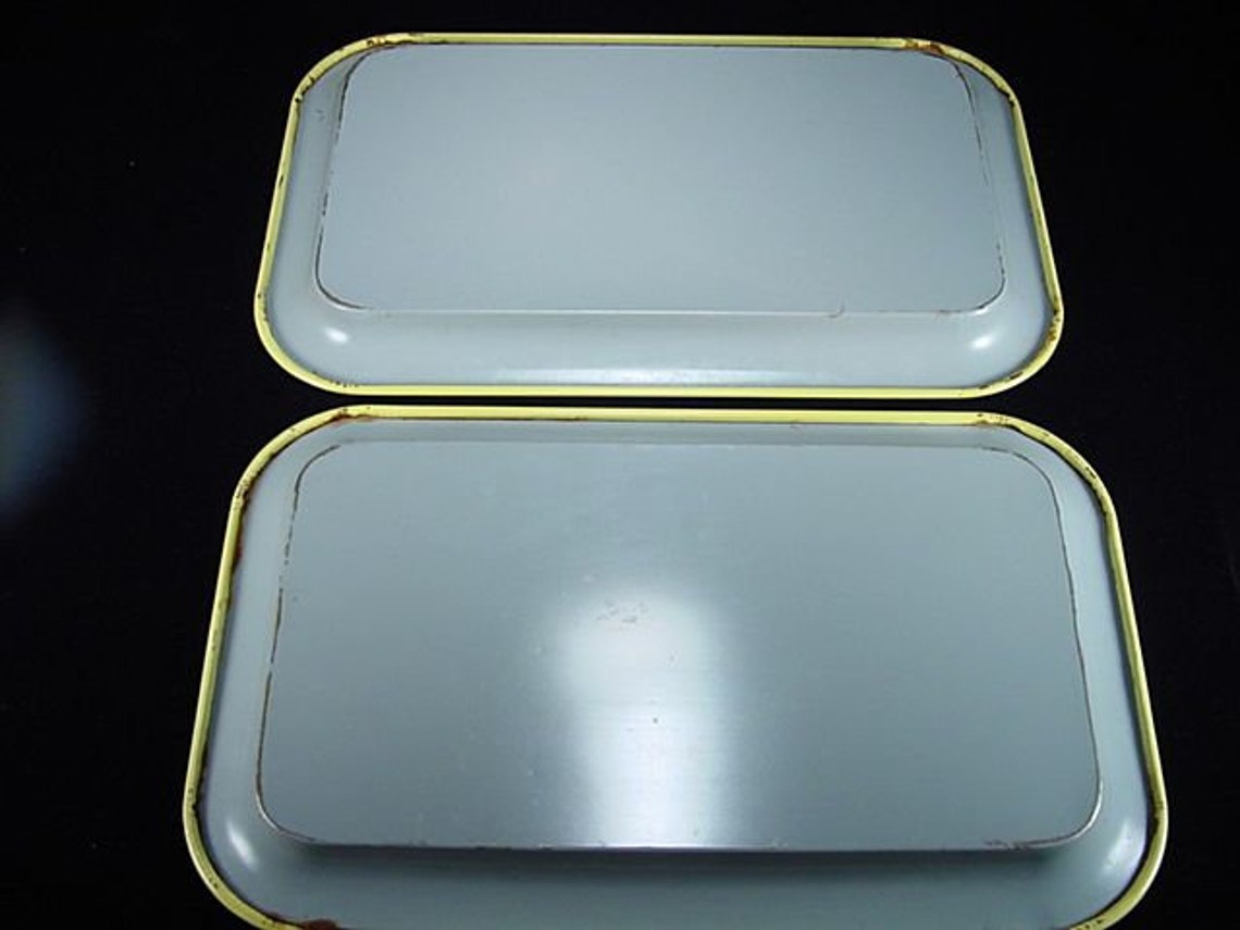 Two Yellow Trays With Roses Motif Etsy