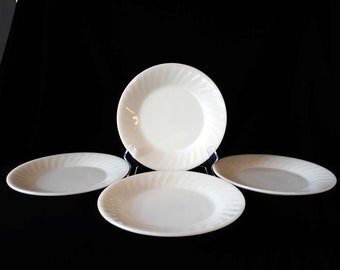 Four Fire King Ivory Swirl Dinner Plates