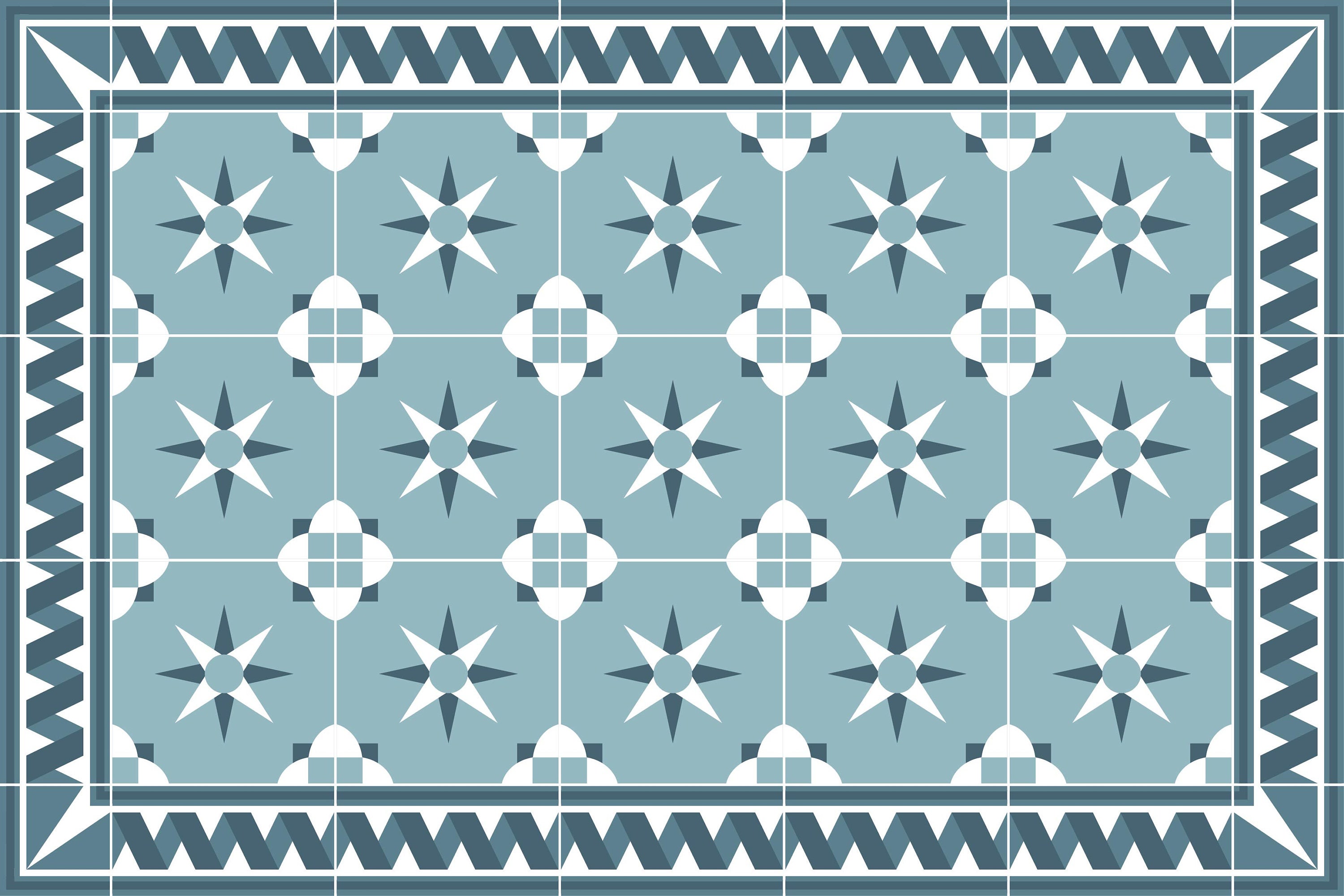 Tapis Vinyle Rose Des Vents Bleu