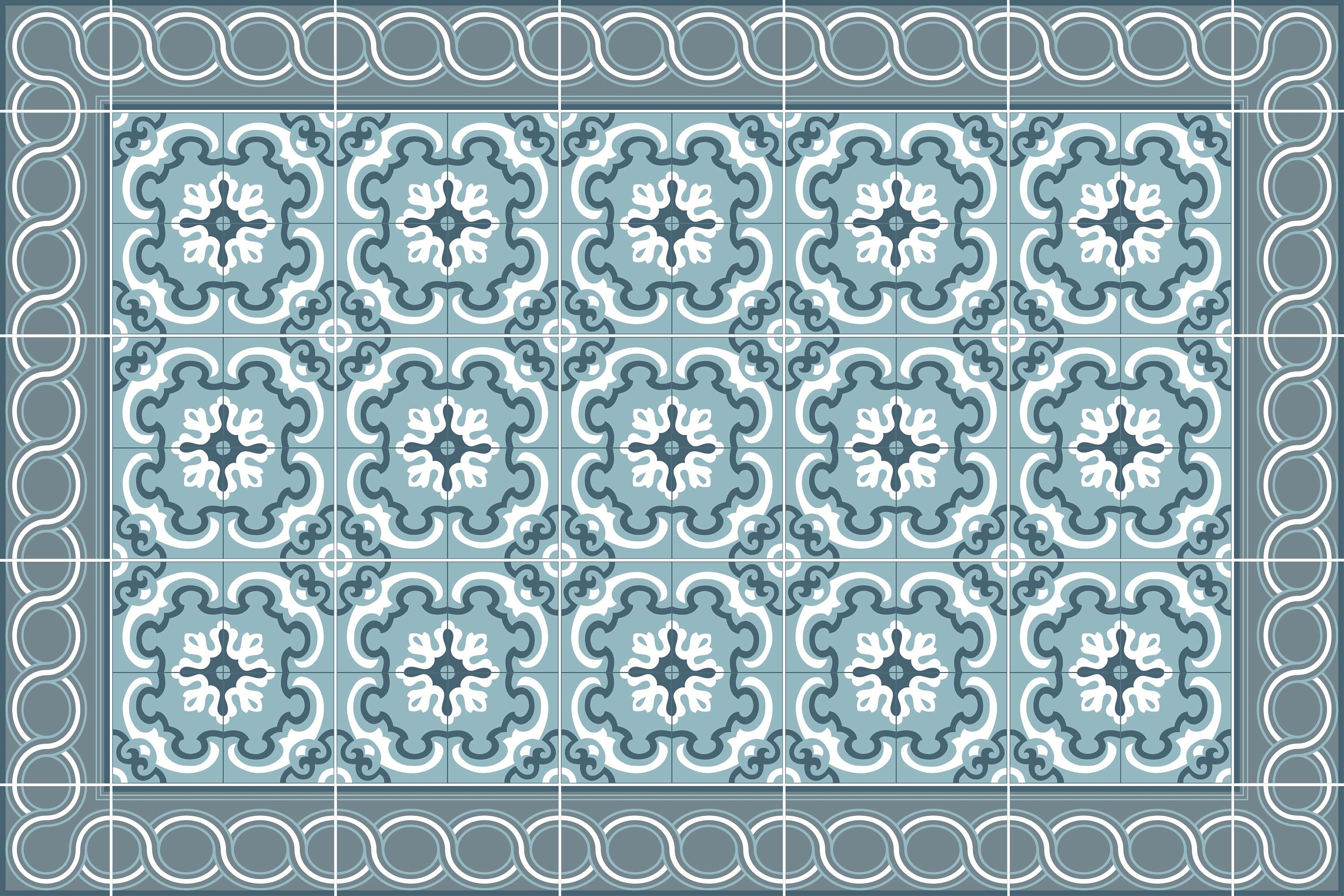 Tapis Vinyle Spirale Bleu Canard