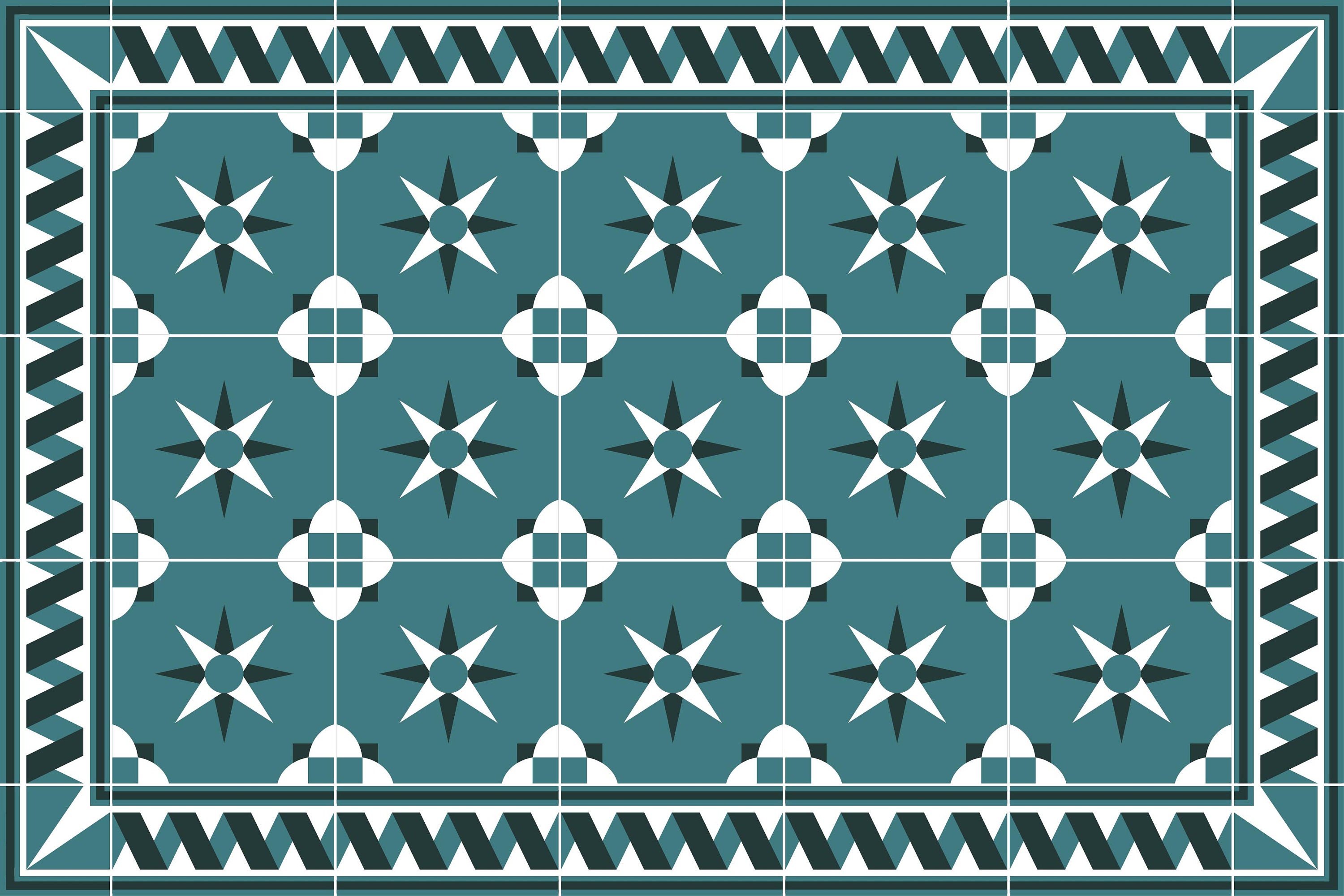 Tapis Vinyle Rose Des Vents Bleu Canard