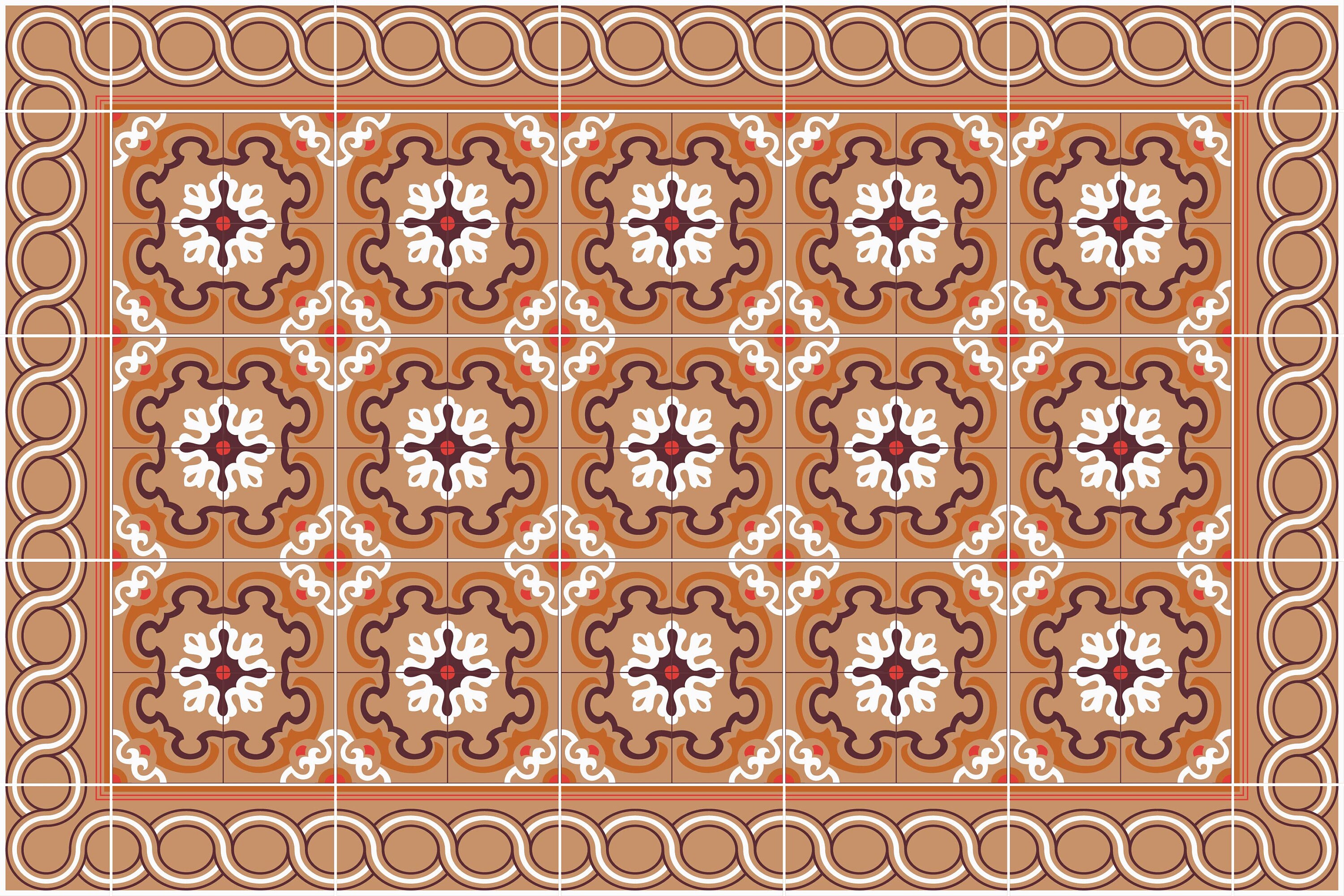 Tapis Vinyle Spirale Grenat