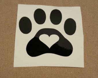 Puppy poot print sticker, hond decal, puppy liefde decal, hart in poot decal, venster sticker, poot print vinyl sticker, hond vinyl sticker