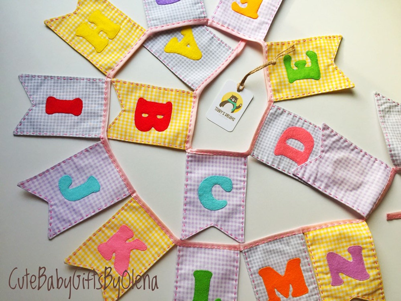 Wall Alphabet Baby Garland Preschool Toy Fabric Letters Etsy