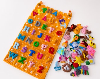 Montessori Felt Alphabet Wall Hanging, ABC Learning Toy, Nursery Decor, Toddler Educational Gift, Preschool Wall Letters