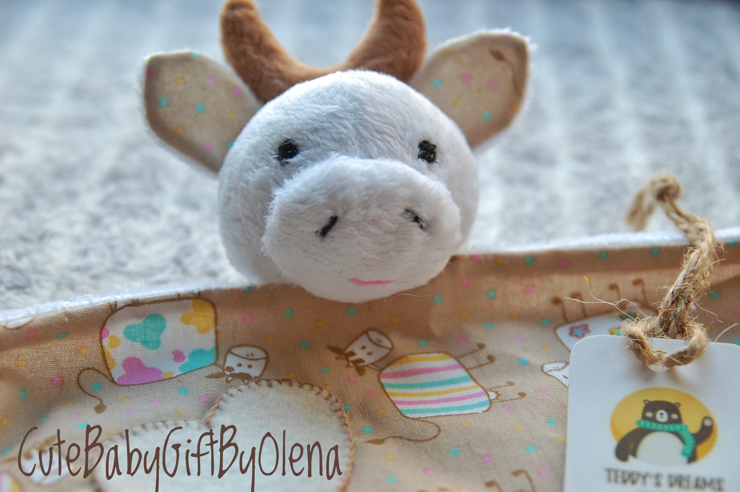 Baby blanket toy plush cow baby comforter toy crib toy toy Etsy