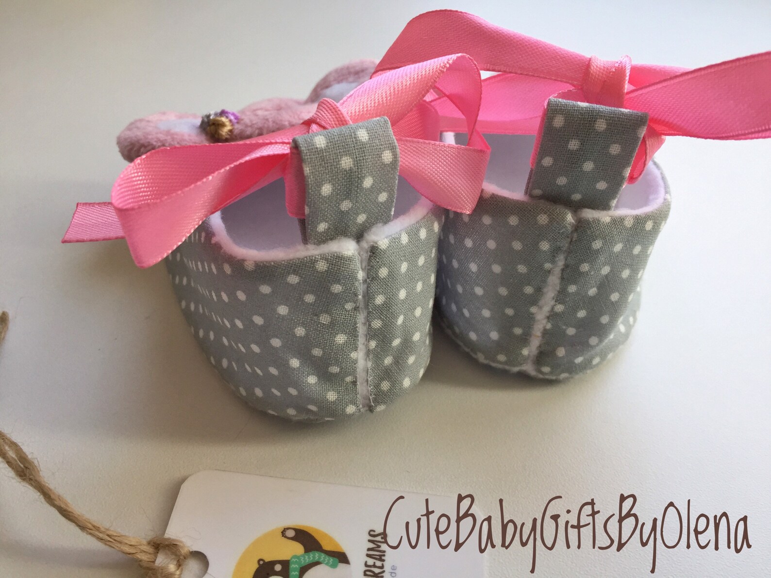 Baby shower shoes pink gray shoes newborn handmadesoft sole Etsy