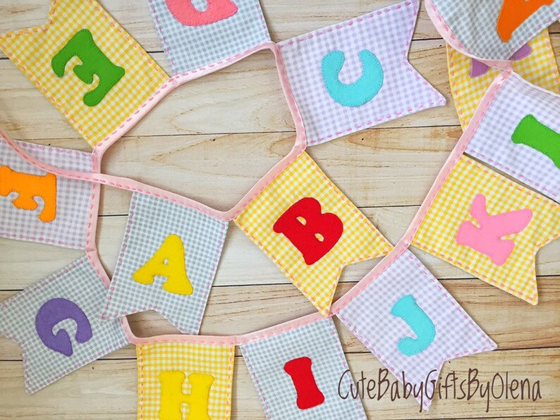 Wall Alphabet Baby Garland Preschool Toy Fabric Letters Etsy