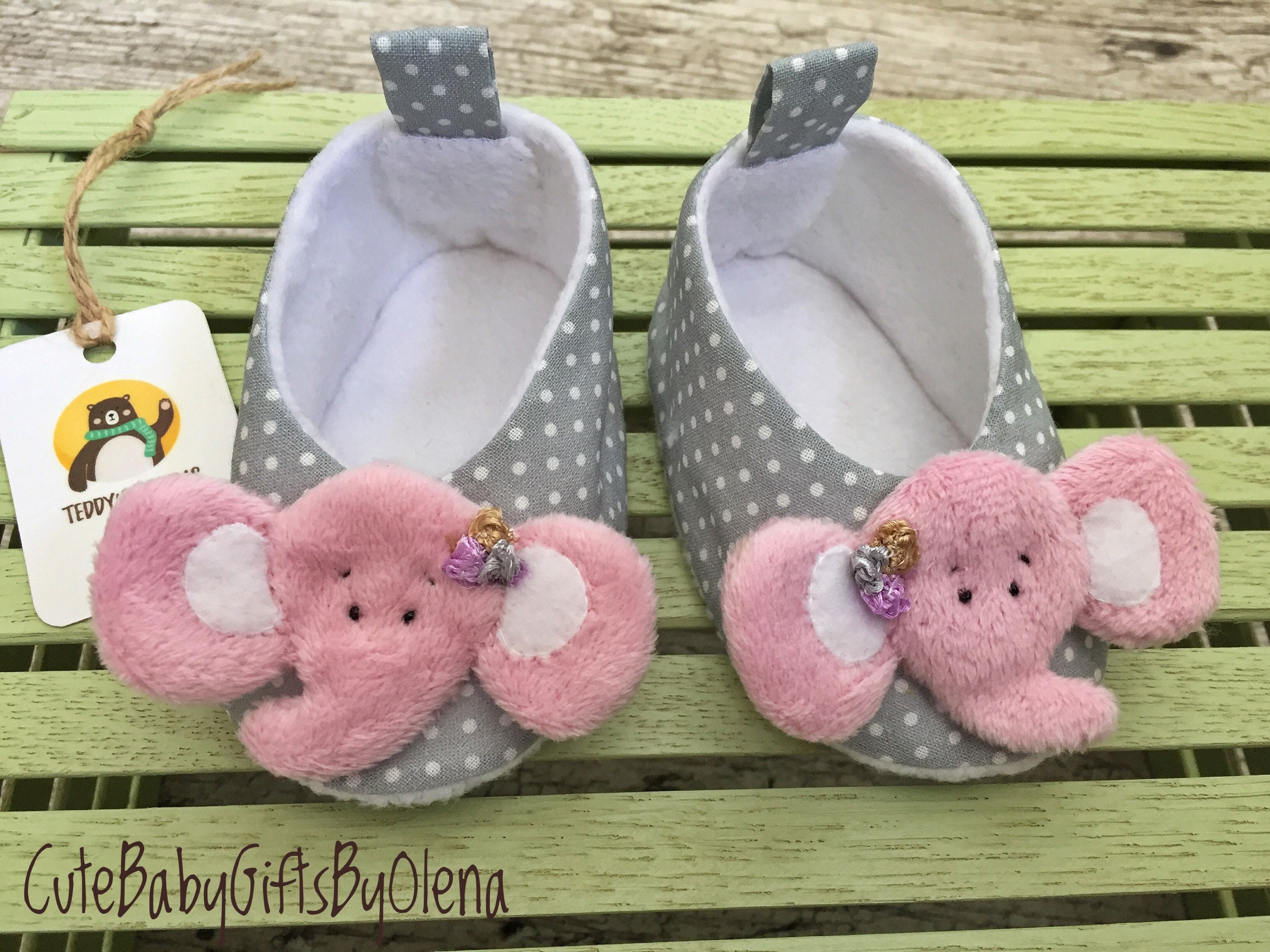 Baby shower shoes pink gray shoes newborn handmadesoft sole Etsy