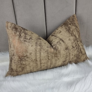 Caeser Bronze Foil Cushion Cover – Prestigious Textiles Fabric – Beige Abstract Cotton Pillow – Neutral Luxe Throw
