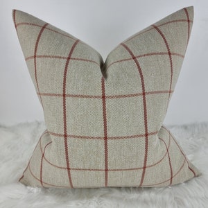 Classic Check Auburn Beige Red Cushion Cover John Lewis Fabric Contemporary Traditional Classic Timeless Modern Cosy Sofa bed Pillow cover