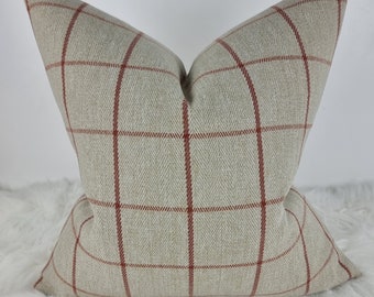 Classic Check Auburn Beige Red Cushion Cover John Lewis Fabric Contemporary Traditional Classic Timeless Modern Cosy Sofa bed Pillow cover