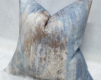 Funda de cojín Ombre azul pizarra y marrón fresco John Lewis & Partners Funda de cojín bordada/Funda de cojín decorativa.