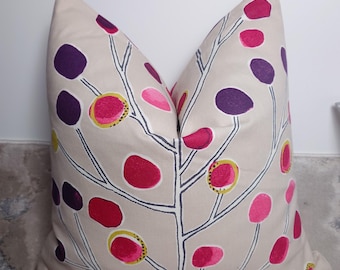 Scion - Berry Tree - Mink / Plum / Berry / Lime Colourful Tree Cushion Cover - Handmade Designer Home Decor Double side