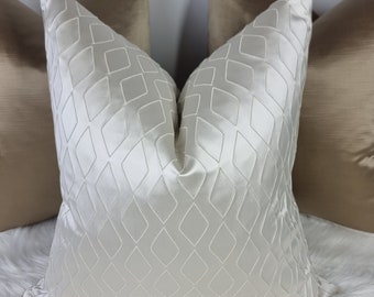 Funda de cojín de tela ASTEROID color crema marfil, hecha a mano, de doble cara, moderna, abstracta, contemporánea, para silla, sofá y cama.