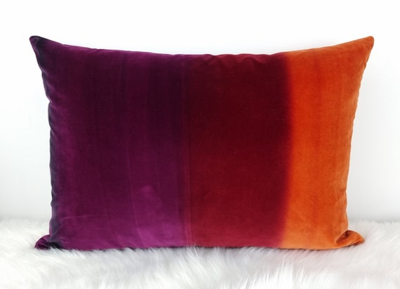 12x20 30x50cm Harlequin Amazilia Velvet in PAPAYA RASPBERRY LOGANBERRY Rectangle Ombre Pillow Cover Cushion Cover Etsy