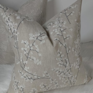 John Lewis & Partners Everdene Fabric Cushion Cover Embroidered Natural Beige Pillow Throw Scatter Cushion cover Country Home.
