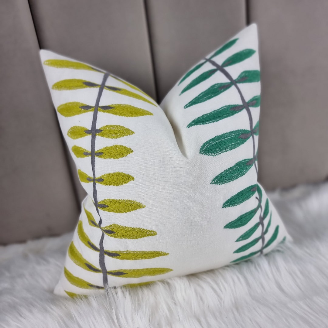 16x16 John Lewis Green Citrine Embroidered Etsy