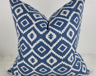 John Lewis Nazca Indian blue Cotton Fabric Cushion Cover - Decorative Throw Pillowcase Home Decor" Geometric design