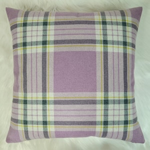 Glenmore Heather Tartan Cushion Cover, Handmade Throw Pillow, Traditional Check Scottish Wool Tweed Check Mauve Throw Pillow Cosy Sofa bed