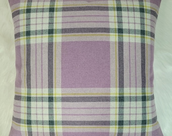 Glenmore Heather Tartan Cushion Cover, Handmade Throw Pillow, Traditional Check Scottish Wool Tweed Check Mauve Throw Pillow Cosy Sofa bed