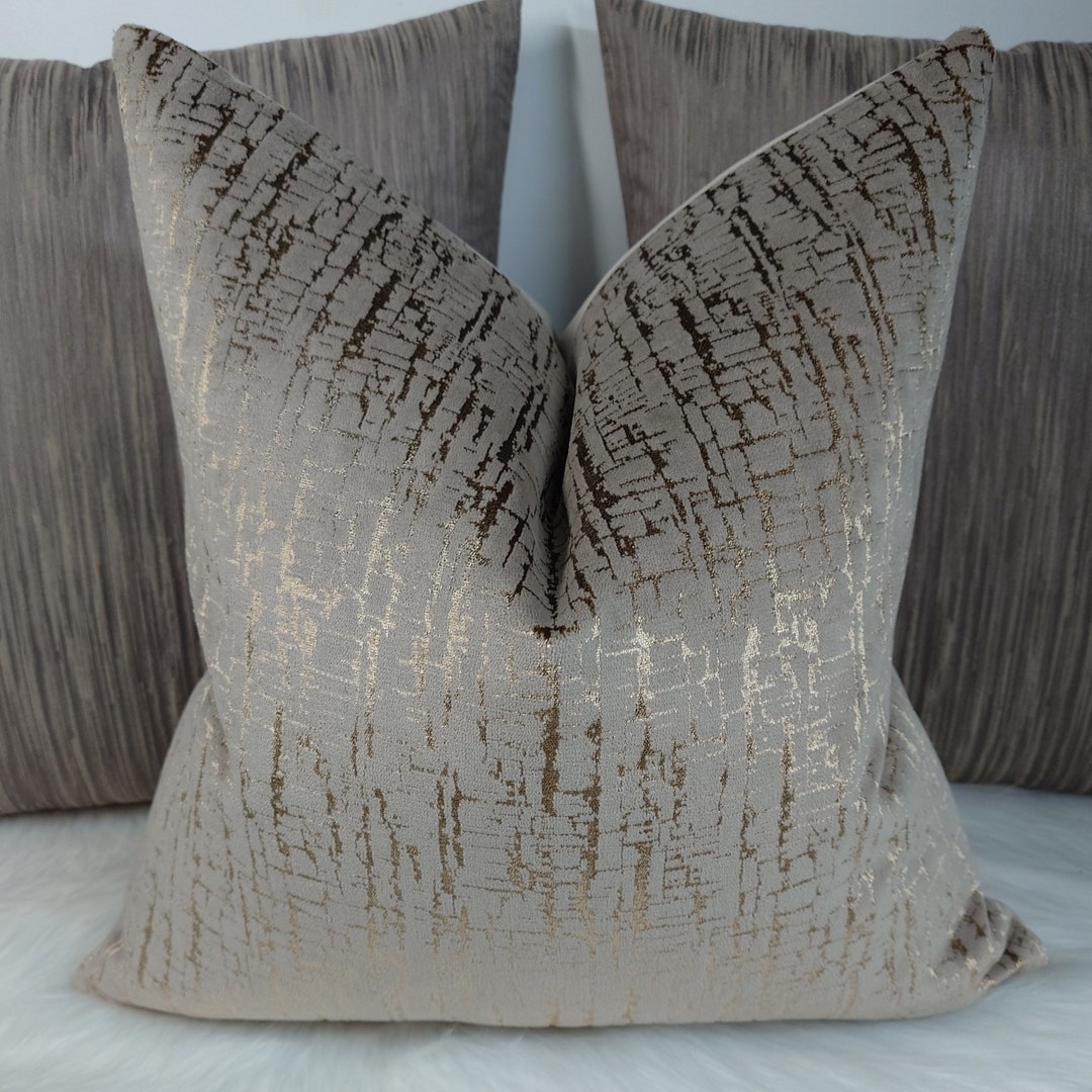 Adona Bronze / Mink / Gold Luxury Cushion Cover Designer Pillow Sham