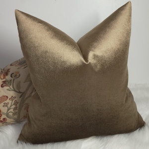 16&quot;x16&quot; Golden Brown velvet Cushion Cover Shiny Brown colourway, Soft velvet cushion cover