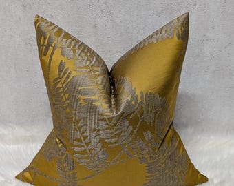 HARLEQUIN Extravagance Gold Decorative Cushion Cover Double sided 18"x18" Designer Satin Silhouette fern design Tropical.