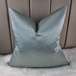 Duchess Duck Egg Luxury Satin Cushion cover  Bold Satin Fabric, textured ribbed Modern Sofa bed Pillow cover plain Accent cushion cover