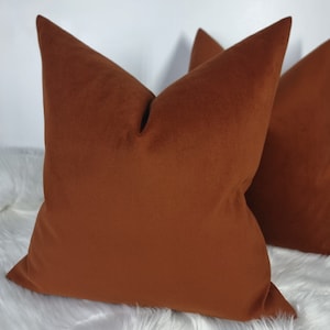 Rust / Burnt Orange Velvet Cushion Cover Modern Sofa bed Pillow cover DECORATIVE Square Pillow cover
