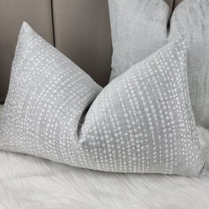 Serenity Elegant silver white striped Embroidered rectangle handmade Cushion Cover Decorative Throw Pillow for Chair Sofa & Bed pillow cover image 2