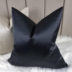 Pampas Noir / Black Cushion Cover High Quality Textured Cotton Satin finish Luxury  Modern Sofa bed Pillow cover plain Accent cushion