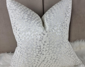 Pebble White and Silver Luxury Cushion Cover Metallic Silver Modern Home Decor Abstract Contemporary Chair Sofa & Bed Pillow Cover Designer